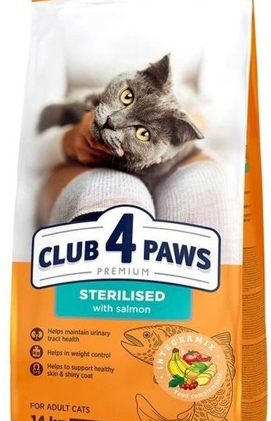 Club 4 Paws Sterilised Dry Food With Salmon - 14 kg