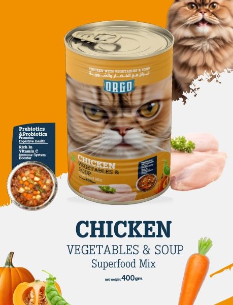 ORGO Cat Wet Food With Chicken , Vegetables & Soup - 400 gm
