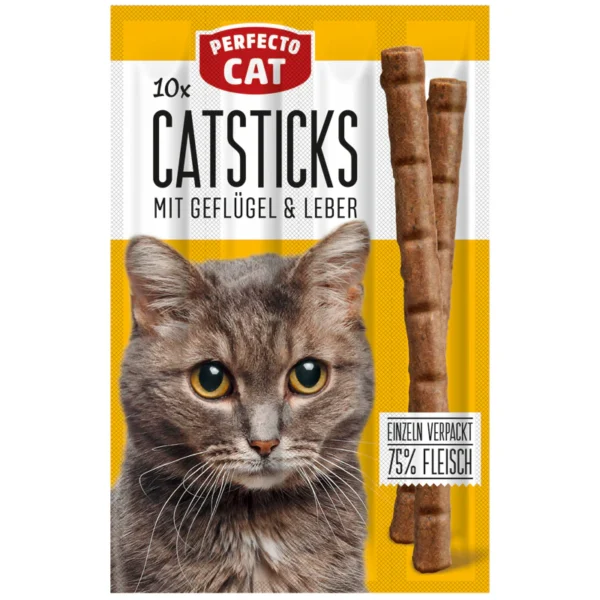Perfecto Cat Sticks with  Poultry & Liver 50g (10 Sticks) – Complementary Cat Treats