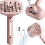 Steam Pet Grooming Brush with Spray – Self-Cleaning Dog & Cat Deshedding Brush