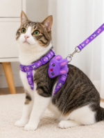 Cat Harness and Leash Set with Plush Charm – Soft Walking Vest for Cats - Image 2