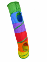 Colorful Cat Play Tunnel with Peek Holes – Foldable Interactive Cat Tunnel Toy