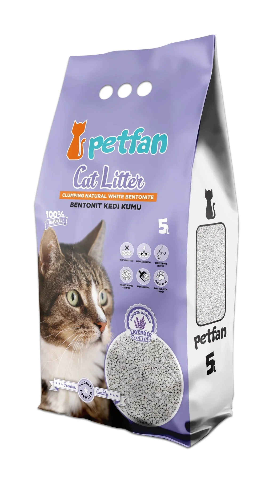 PETFAN_Clumping_Cat_Litter_Lavender_5L_-_-_PetsOffice-5000968 PETFAN Clumbing Bentonite Cat Litter - Lavender Scent - 5 L - Image 1